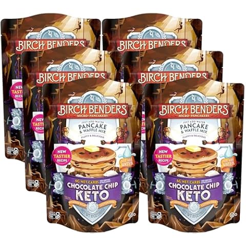 Birch Benders Keto Chocolate Chip Pancake & Waffle Mix with Almond/Coconut & Cassava Flour, Just Add Water, 6 Count Cover