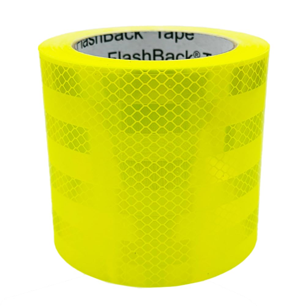FlashBack Microprismatic Reflective Tape High Visibility Self-adhesive Sticker Hi Vis Van Reflective Sticky Tape (Hi Vis Yellow, 100mm x 5 Metres) โ image 1