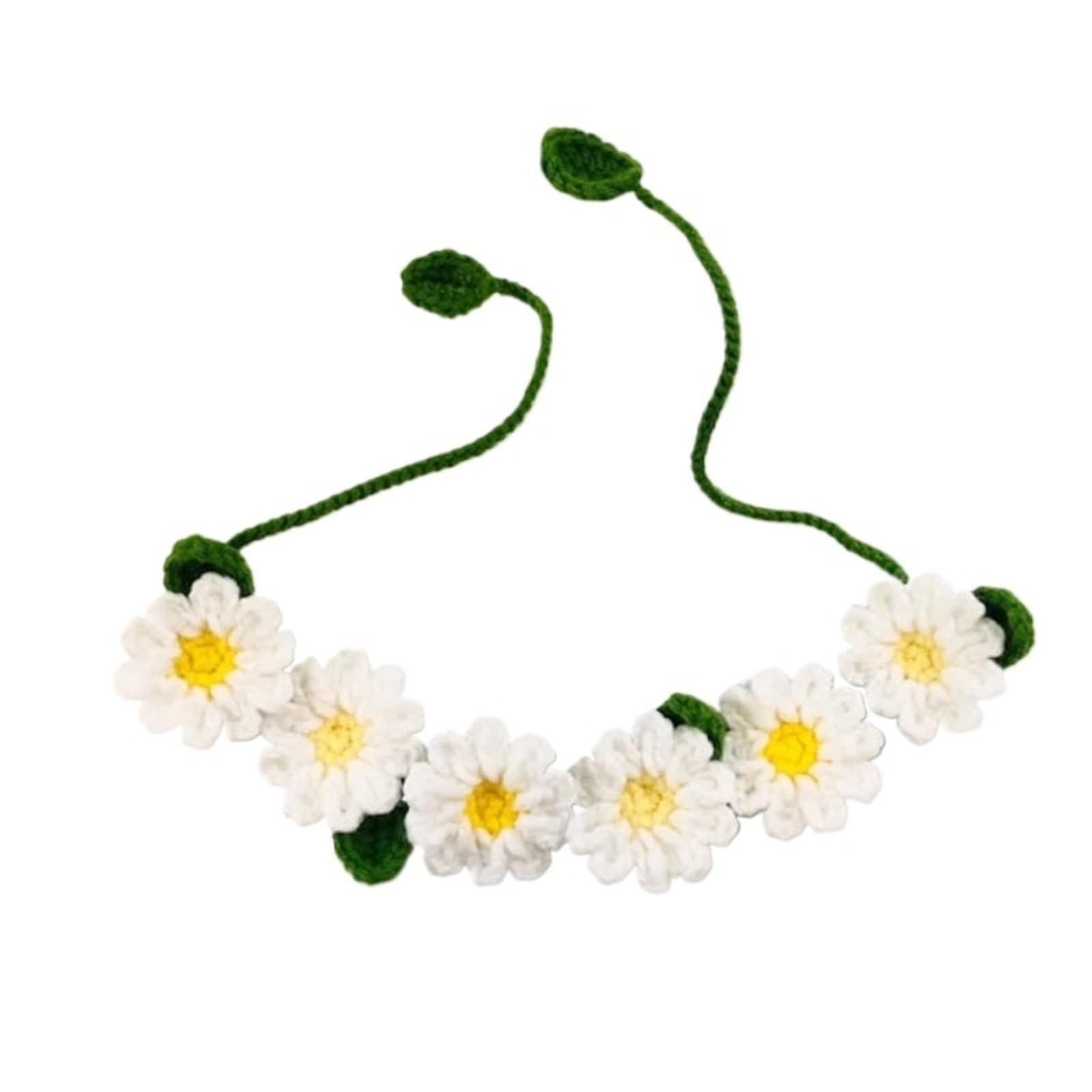 Collares para mascotas tejidos a mano con margaritas para fotos de gatos