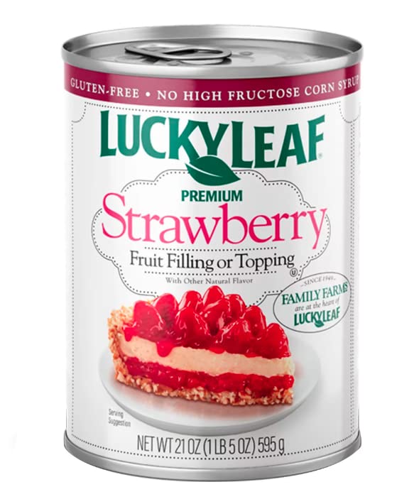 Lucky Leaf 4- Pack of Premium Strawberry Pie Filling or Topping 21 oz Can + 1 Silicone Spatula by Lavinia Essentials Brand