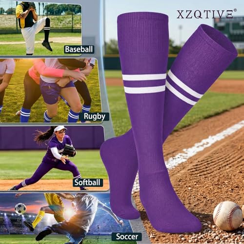 Image of XZQTIVE Baseball Softball Socks and Belt Combo Set Adjustable Softball Socks and Elastic Belt for Kids Youth Adult
