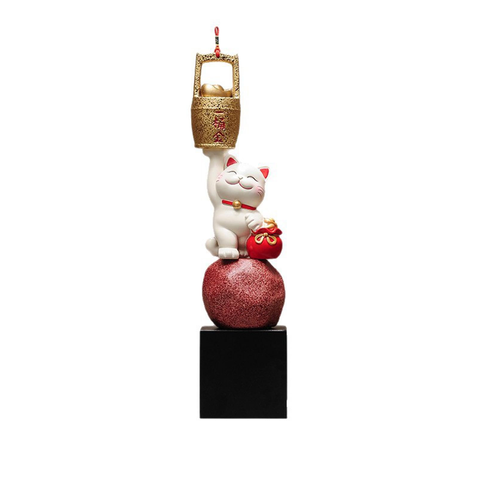 Hhhxkkuu Premium Feng Shui Lucky Cat Figurine Modern Resin Sculpture