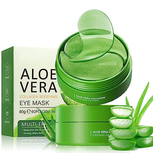 Under Eye Patches Masks,Natural Aloe Vera Cooling Eye Masks For Puffy Eyes,Collagen Eye Patches Korean Skincare,Anti Wrinkle Patches&Eye Bags Remover,Dark Circles Under Eye Women 60pcs(Aloe)