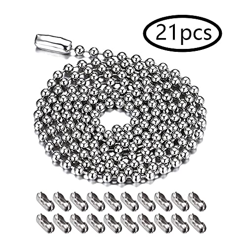 Gotetiso Kugelkette 5 Meter Lnge 2,4mm Durchmesser Stöpselketten Edelstahlkette Kugelkette Edelstahl Schloss Halskette Edelstahl Ketten mit 20 Passenden Anschlüssen für Halsketten Silber