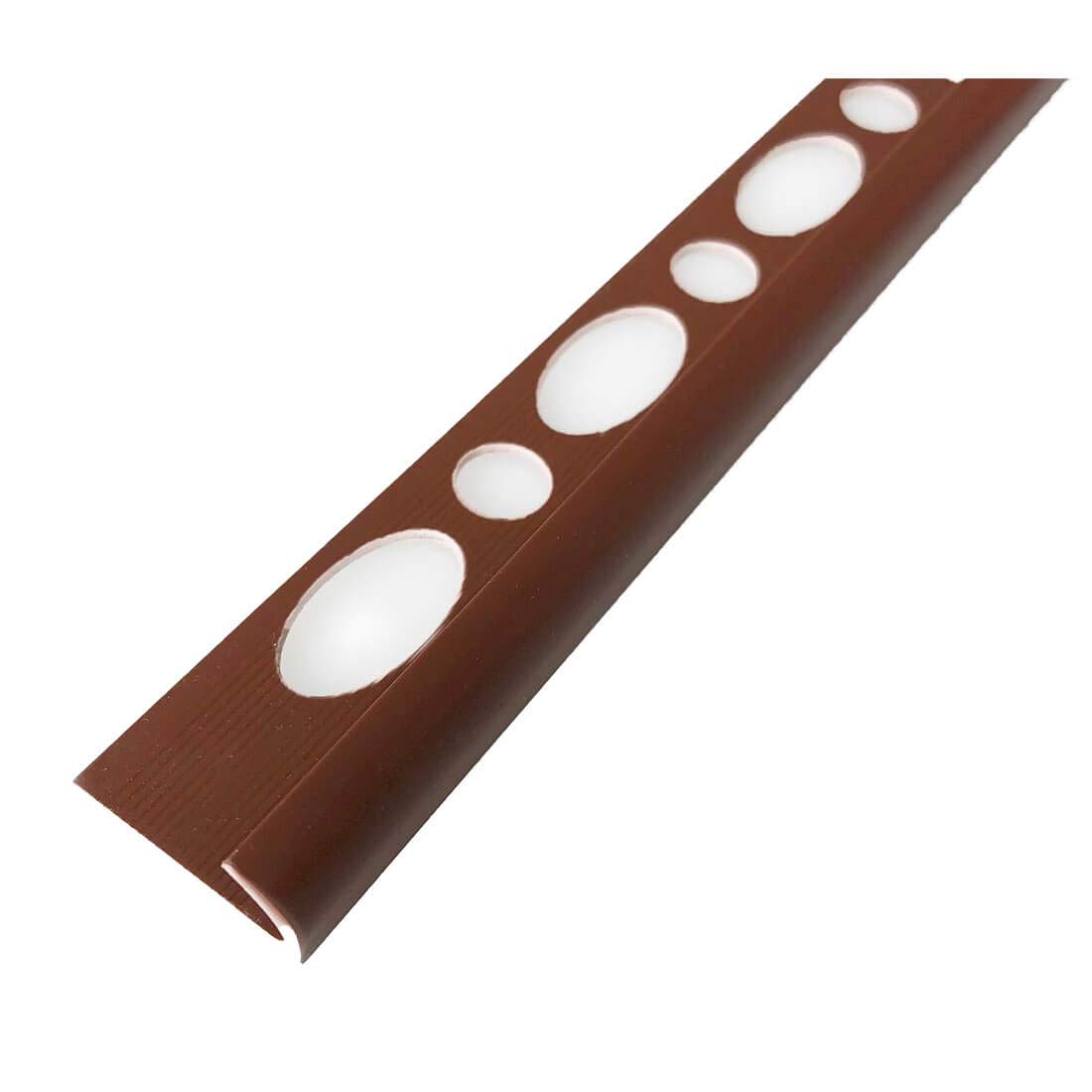 Round Edge Tile Trims 8mm-10mm 2.5M Plastic PVC TMW Profiles (10 mm, Brown)