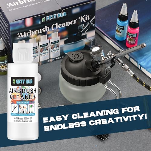 image for X ARTY HUB Airbrush Cleaning Kit - 4 * 4.05 fl oz / 120 ml Airbrush Cl