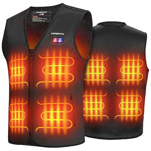 KEMIMOTO Chaleco Calefactable Hombres,Chaleco Térmico Lavable con 8 Lugares de Calentador,2 Controladores,USB Recargable para Esquiar,Pescar,Caza, Moto,Cámping(Sin Batería)