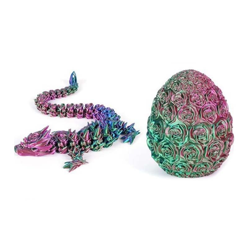 3D Printed Rose Dragon Egg With Dragon Inside, Articulated Dragon Egg Toy, Creative Flying Dragon Crystal Dragon Ornament, Unique Home Desktop Decoration Designed By Collectors (Dazzling Color)