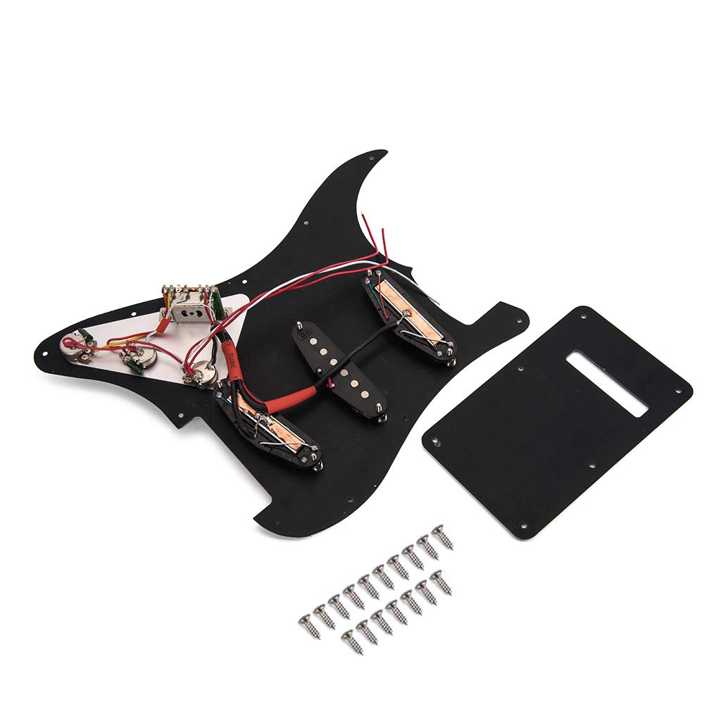 Alnicov Pickup SSS Dual Rail a 3 strati neri Caricati battipenna precablati per chitarra elettrica a 11 fori, neri