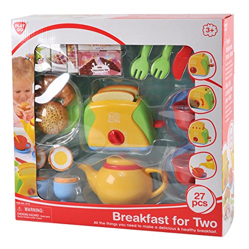 PlayGo 3715 Spielset Frühstück für Zwei, mit Küchenutensilien, Geschirr und viel Zubehör, 27 teilig