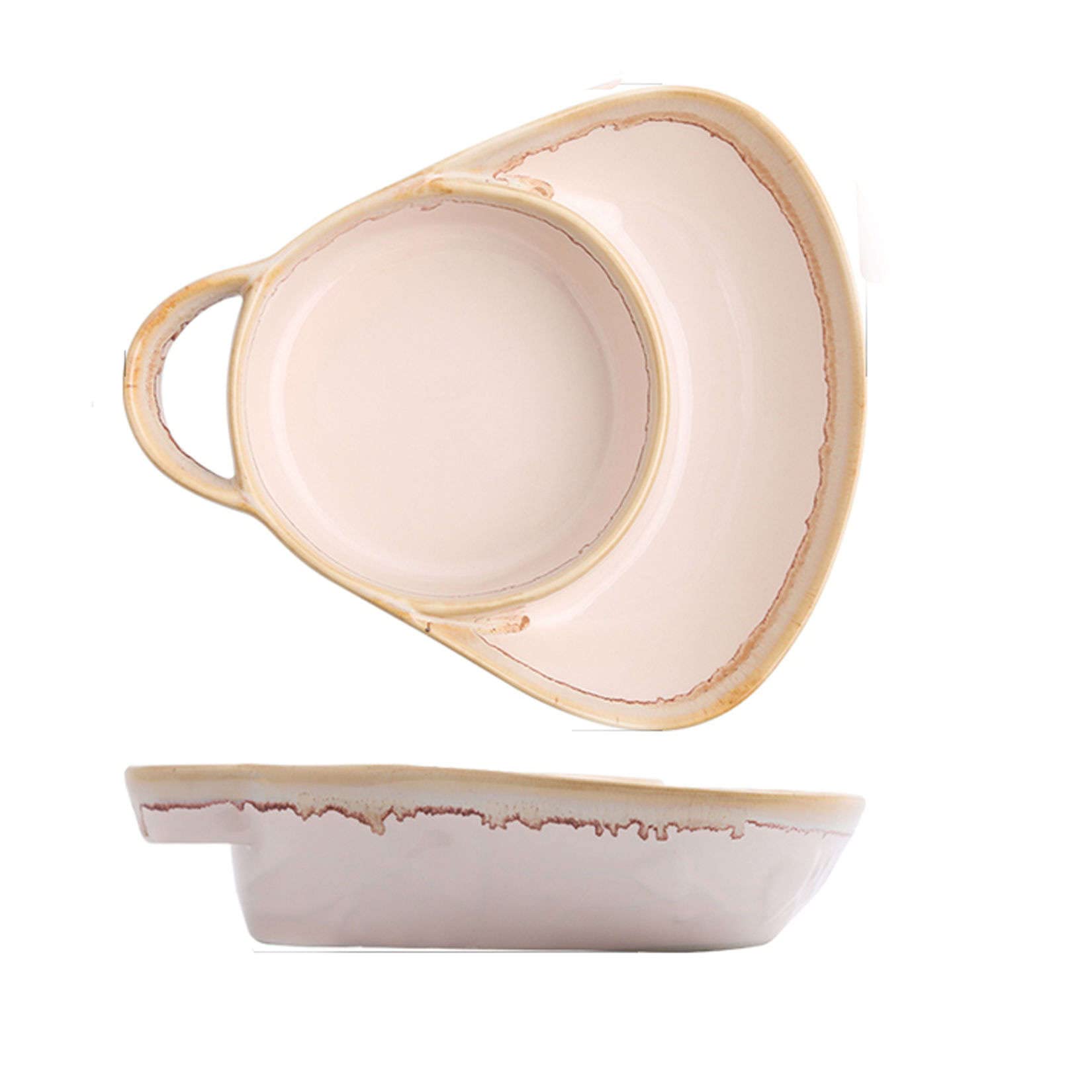 Assiette à dîner divisée en céramique de 20,3 cm, design vintage avec poignée, 2 compartiments pour le contrôle du régime alimentaire