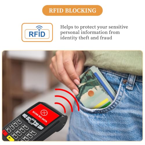 Image of Hancynir Mountain Small Wallet Women Credit Card Holder, Wristlet RFID Cute