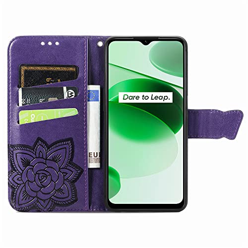 Capas de telefone com slots de cartão de cor sólida Oppo Realme C30 C35 C 30 C 35 capa de couro clip