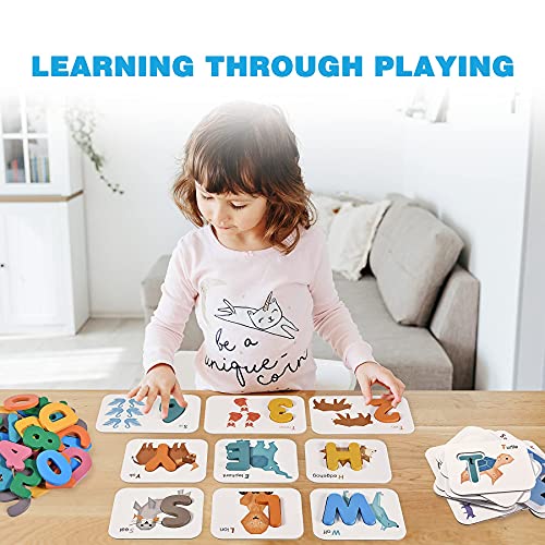 Joyooss Alphabet & Number Flash Cards For Toddler, Words Matching Game, Preschool Montessori Learning & Education Toys With Wooden Caterpillar & Rainbow Tower For Kindergarten Kids Age 3 4 5 And Up #TOP1