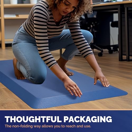 Image of FEATOL Anti Fatigue Mat for Standing, 9 /10 Extra Thick Ergonomic Standing Desk Mat, Comfort Memory Foam Standing Mat at Home,Office All Day (20 inch x 59 inch, Blue, 1PC)