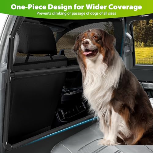 TAZZOR Universal Hundegitter für Auto Rücksitz & Kofferraum 142 cm Breit Hundenetz Auto mit Durchsichtigem Maschennetz Faltbare Schutzgitter Dog für Große SUVs Lkws und Limousinen