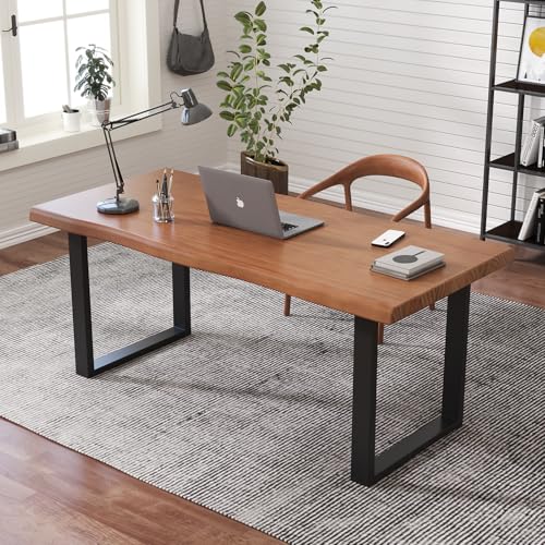 Solid Wood Office Desk with Metal Base Stylish Durable Multi-Size Options Executive Computer Desk or...