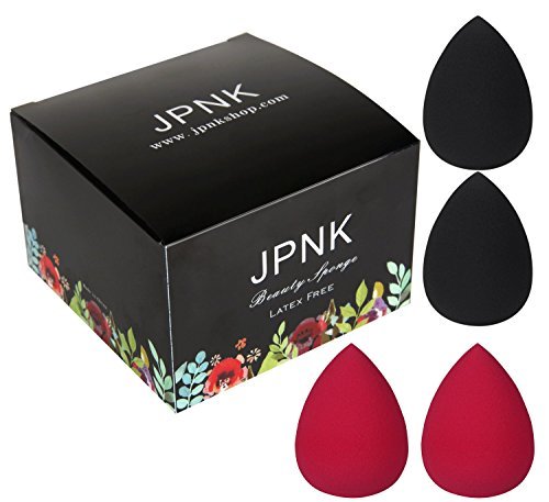 JPNK Teardrop Makeup Blender Sponges(Pack of 4, Black&Pink)