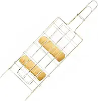 Grelha para Churrasqueira para Pão de Alho 61cm x 18cm Compacta Prática Resistente