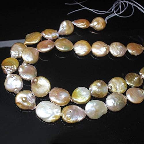 1 Strand Pearl Coin Smooth 15'' Long Strand Gemstone Beads, Jewelry Supplies for Jewelry Making, Bulk Beads, for Meditation Jewellery Gemstone Size 18mm to 20mm