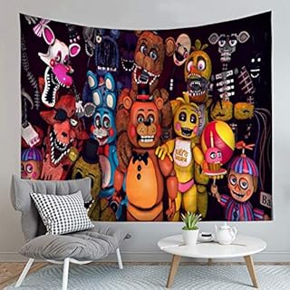 FNAF Tapestry Five Ni-ghts at Fre-ddys Wall Hanging Handicrafts Tapestry Art Decorative Tapestry Home Decor for Unisex Children Bedroom/Living Room/Dorm/Curtain 90 x 75 cm