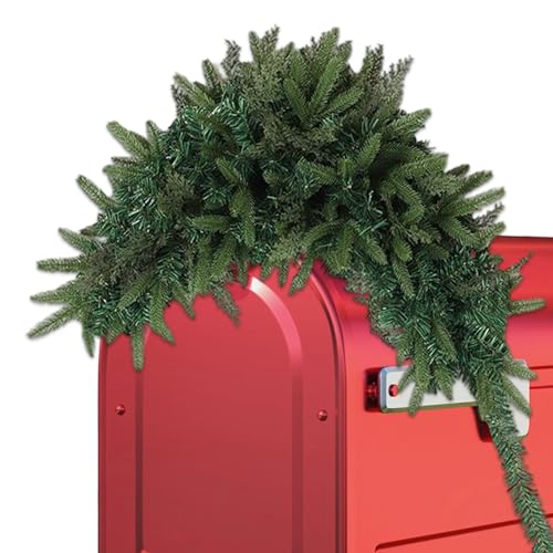 Guirnalda navideña exterior - Buzón guirnalda de Navidad con agujas de pino, 110,5 cm, decoración navideña para buzón, para casa, puerta, pared, de invierno, Acción de Gracias, terraza, jardín