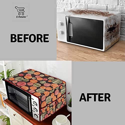 Image of PVC Waterproof 3-Layered Microwave Oven Top Cover With 4 Utility Pockets Suitable for Upto 30 Liter (Color- Multicolor, Size-36x14 Inches)