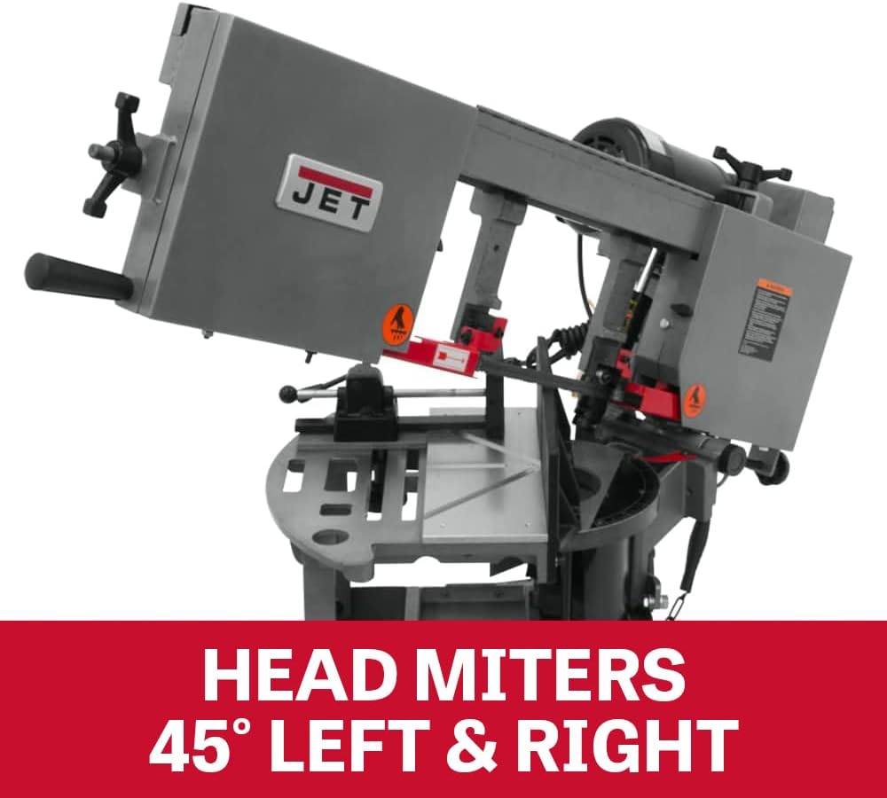 JET 10-Inch Metal Cutting Dual-Mitering Portable Horizontal/Vertical Band Saw, 1 HP, 115/230V 1Ph (HVBS-10-DMW)
