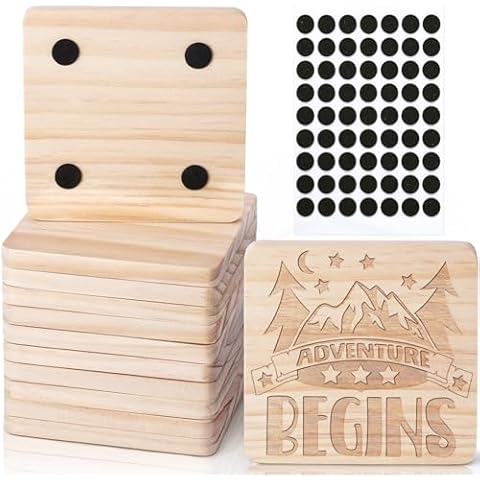 12 Pieces Unfinished Pine Wood Coasters Cover