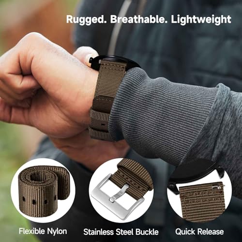 Image of WOCCI Nylon Watch Bands, Contrast Woven Design, Quick Release, Stainless Steel Buckle, Band Width 20mm 22mm 24mm 26mm