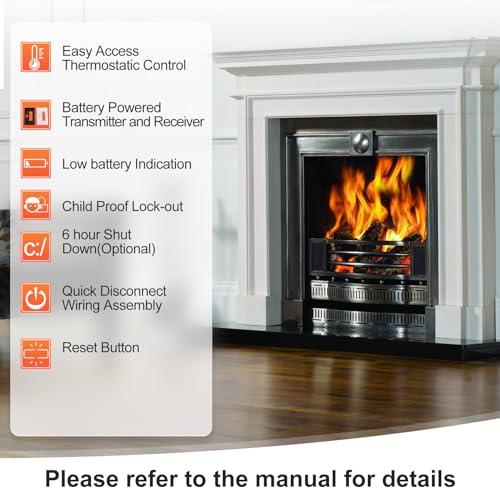 Casmer 001 Fireplace Remote Control Kit Rcst,For Ambient Majestic Vermont-Castings Monessen Skytech Ect Fireplaces Stoves,Millivolt Thermostatic Gas Propane Lpg Valve,Temp Control 5 Yr-Gntee thumb #5