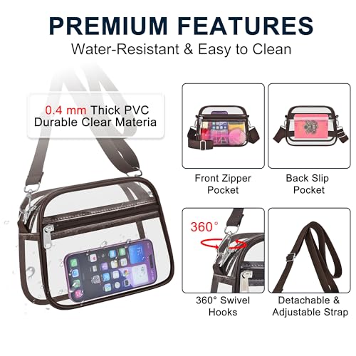 Image of Oraben Clear Bag for Stadium Events Clear Purse Stadium Bag Satchel Handbags for Sports Events Concerts Festivals | Stadium Approved