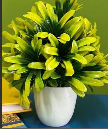 Image of Artificial Plants for Home Decor with Pot Combo of 2PCs Artificial Flower Forest Bonsai Plant with Plastic Pot for Home Decoration Office Table Greenery Room Home Decor Fake Plants Pot ( Artificial Grass Pot ) (ThickGrass)