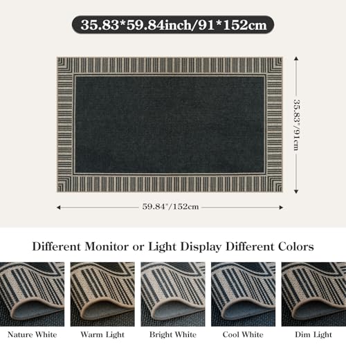 Tapete OJIA Easy Jute 3x5 Antideslizante Gris Lavable miniatura 2