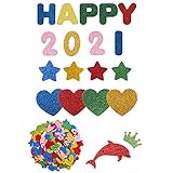 【Premium EVA Schaum】Diese Glitter-Foam-Aufkleber bestehen aus EVA-Schaum mit hellen und farbenfrohen Erscheinungsbild. Es hat einen weichen und komfortablen Berührung, sicher und umweltfreundlich, und ohne ein glitzerniges Durcheinander in überall zu verlassen, perfekt für Kinder.