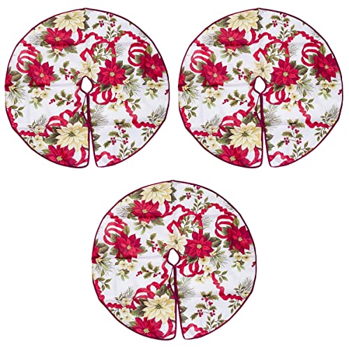 3Pcs Christmas Tree Skirt Flchristmas Tree Skirt Flowers Festive Ornaments Xmas Tree Mat Carpet Rug (60Cm) Christmas Decorations #TOP6