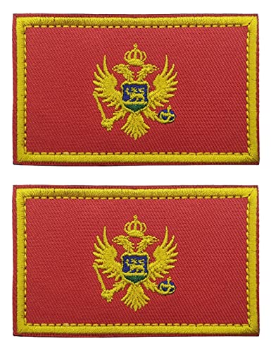 2 Stück AliPlus Montenegro Flag Patches Embroidered Tactical Military Patch Moral Patch Applique Fastener Hook and Loop
