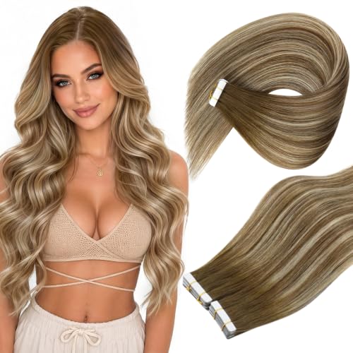 Ve Sunny Tape in Hair Extensions Balayage Brown To Blonde 24inch Silky