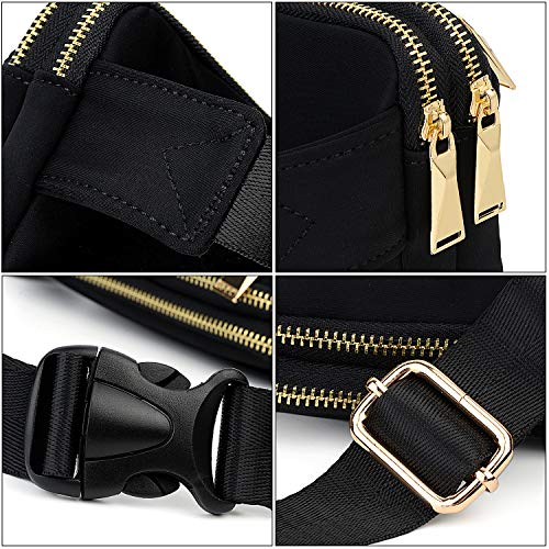 UTO Heuptasje dames Heuptassen vrouwen Nylon waterbestendig Fashion Lichtgewicht 3 zakken met ritssluiting Zwart - Image 5