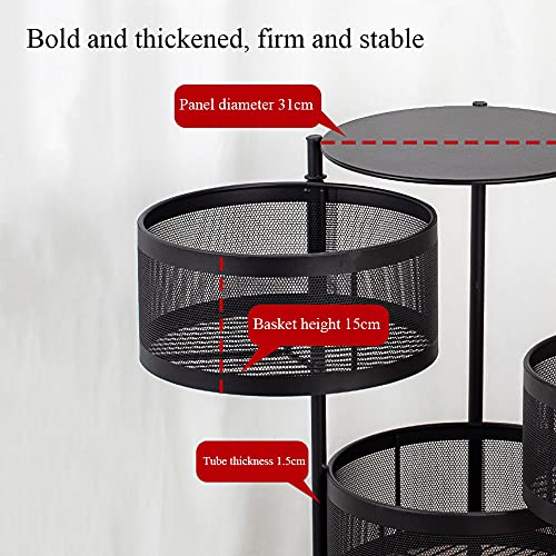 Lkh 4-Tier Kitchen Removable Storage Cart, Rotatable Fruit And Vegetable Basket Storage Rack, Space Saving Metal Black Shelf For Bathroom(Size:34×34×75Cm,Color:b) #TOP7