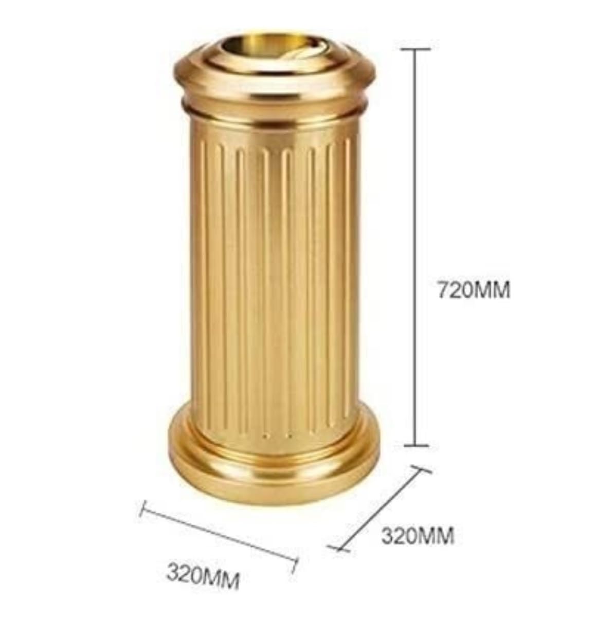 Papelera Oficina Cubos De Basura Cubo De Basura para Exteriores con Tapa, Cubo De Basura Grande, Cubo De Basura Público Cuadrado con Cenicero, Redondo, Retro Papelera para Comunidad(Gold)