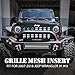 Xprite Aluminum Alloy Front Grill Inserts Mesh with Law Enforcement Blue Stripe Compatible with 2007-2018 Jeep Wrangler JK Stock Grille