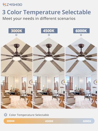 Image of ZMISHIBO 80 Inch Oil Rubbed Bronze Ceiling Fans with Lights and Remote, Indoor /Outdoor Farmhouse Ceiling Fan for Living Room Patio, 6 Speed Reversible Quiet DC Motor, 3CCT, Dual Finish Blades