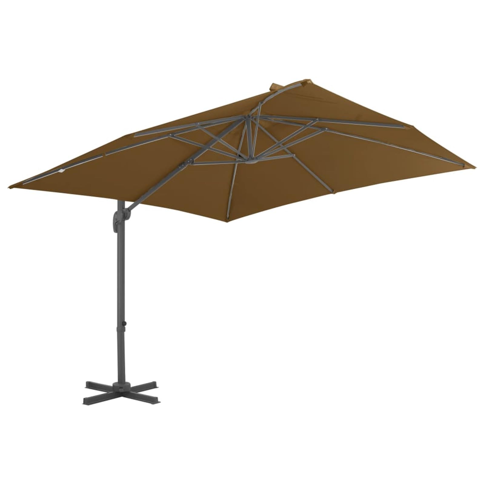 Homgoday Sombrilla de jardín con Base portátil Gris Taupe Sombrilla de Jardín,Protección UV Sombrilla Jardín Grande Orientable Jardín Parasol Balcón 3 x