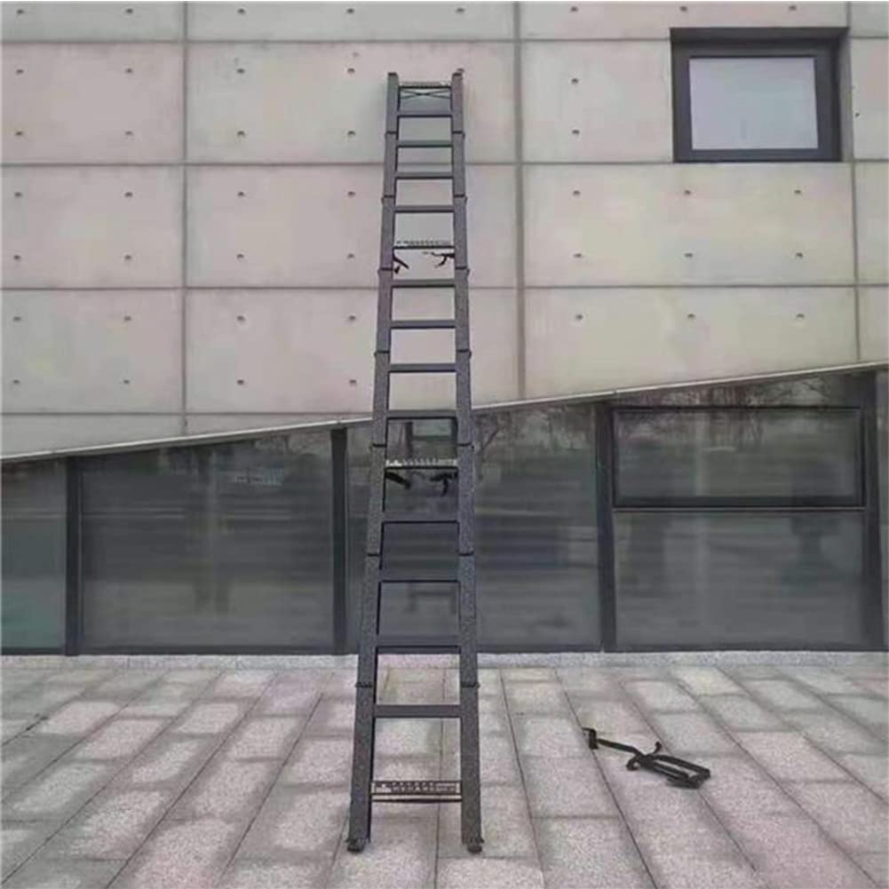 Portable Folding Aluminum Ladder, 5 Seconds Quick Fold, for Roof Business, Home Use, RV Outdoor Work Use, 150Kg Capacity,3.0m/9.9ft