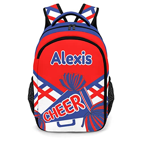 Custom Cheer Pom Cheerleader Red White Backpack Casual Bag Daypack Laptop Bag for Family Party Gift
