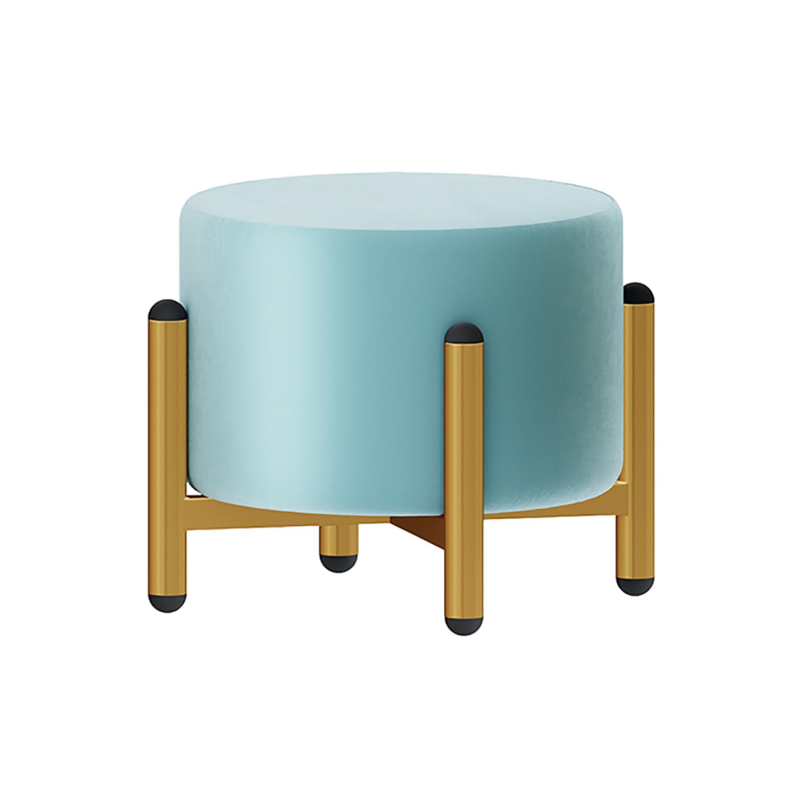 Pouf rond en velours moderne de 11x11x10 pouces avec pieds dorés
