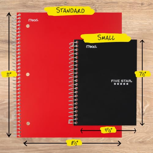 Image of Five Star Spiral Notebook, 1 Subject, College Ruled Paper, 4-3 /8 inch x 7 inch, Small Size, 80 Sheets, Fights Ink Bleed, Water Resistant Cover, Black (450048AA2-ECM)