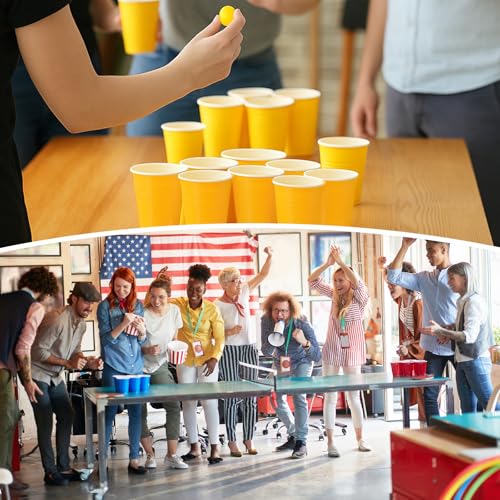 Qinyoung 76 Pcs Cups and Balls Game Set for Party, Plastic Flip Cup Stacking Game Colorful Reusable Table Tennis Ball Indoor Outdoor Toss Activity for Birthday Wedding Drinking Party(Rainbow Color) - Thumbnail 6
