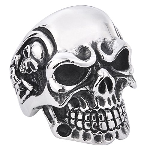 Image of Genuine Stainless Steel Ring Jewelry for Men Fashion Punk Biker Skull Rings
